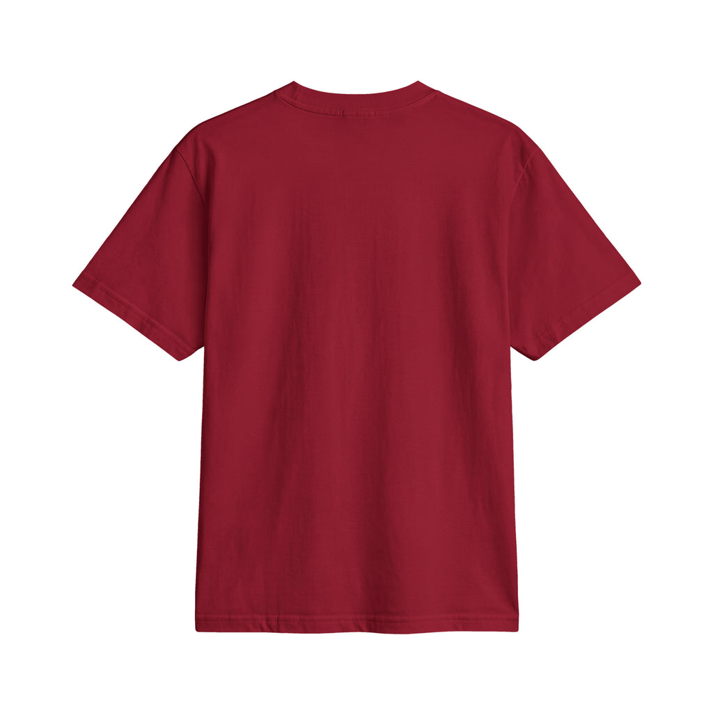 Varsity Woody Tee, cardinal red, back view