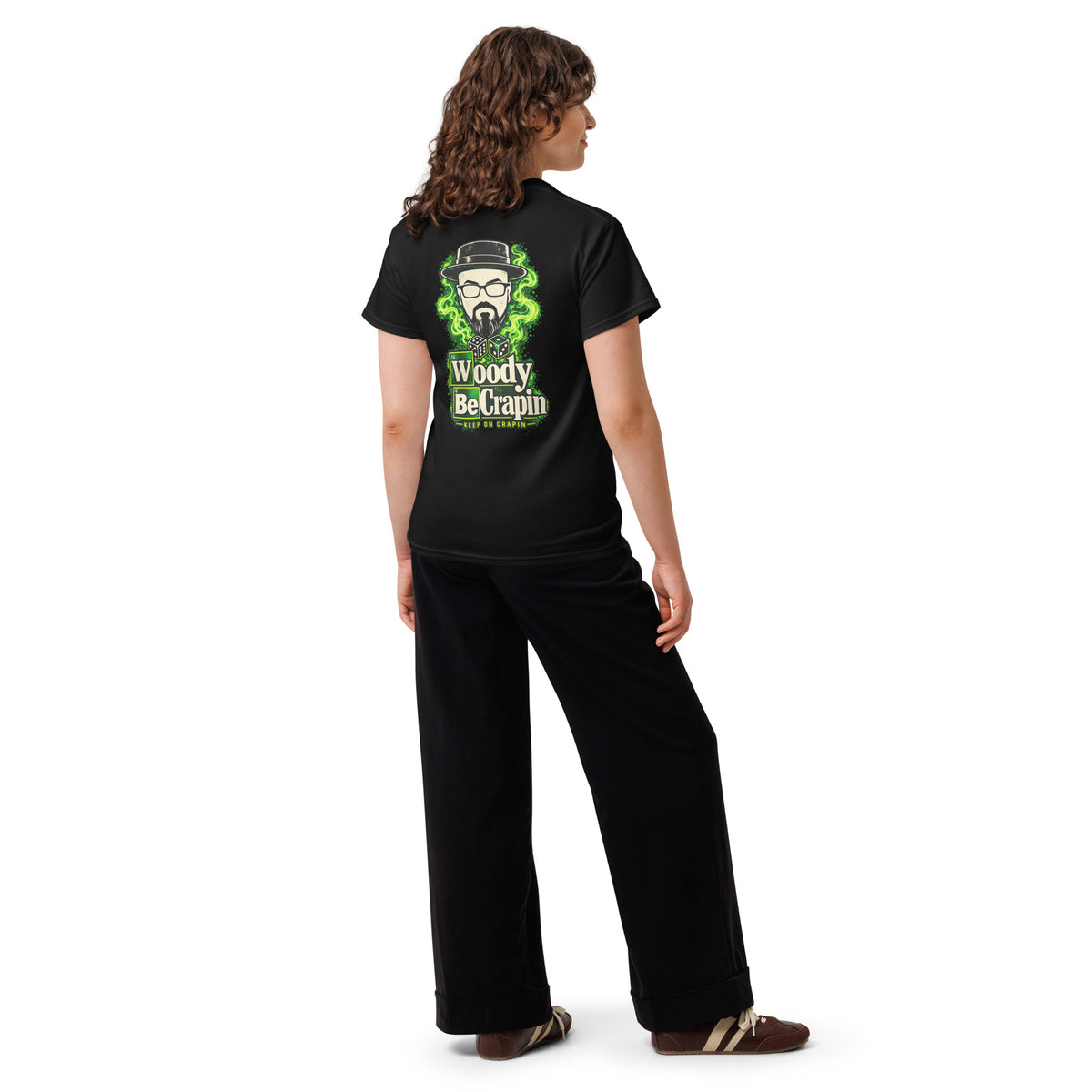 Breaking Wood tee, black, back view