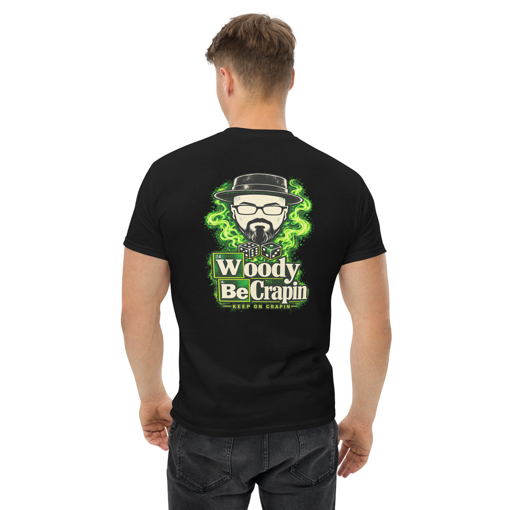 Breaking Wood tee, black, back view