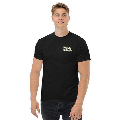 Breaking Wood tee, black, front view