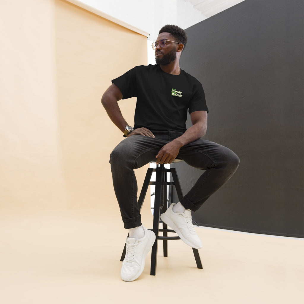 Breaking Wood tee, black, front view
