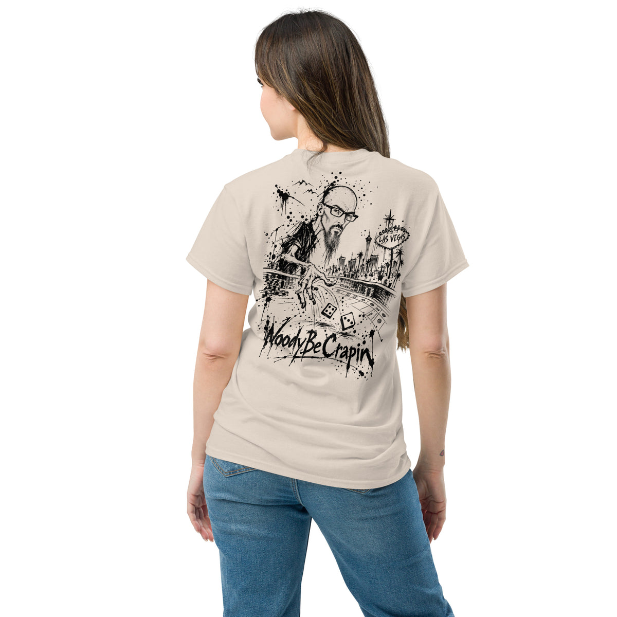 Degenerate Shooter tee, natural, back view