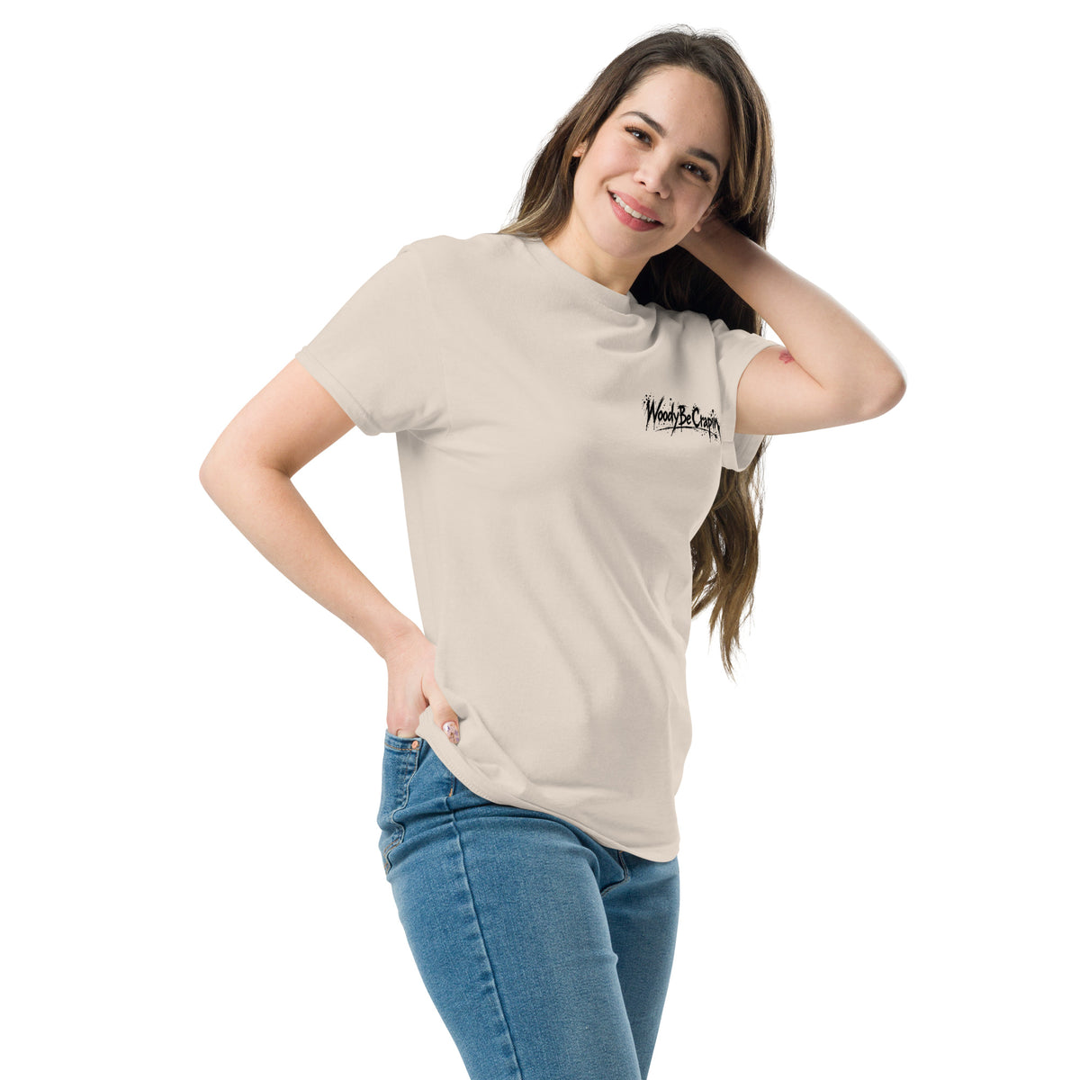 Degenerate Shooter tee, natural, left front view