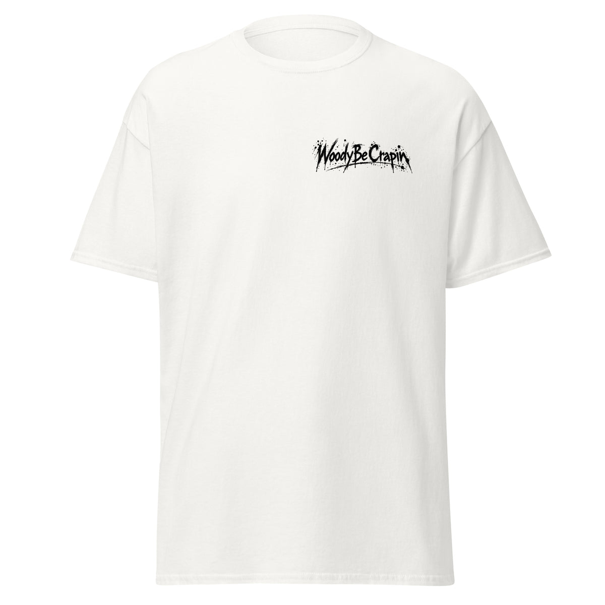 Degenerate Shooter tee, white, front view
