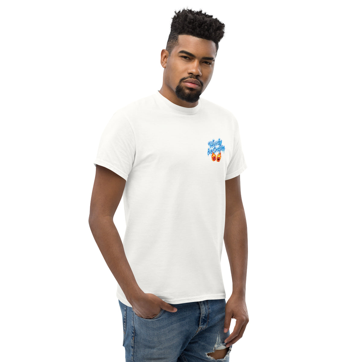 Iced Out Tee, white, right front view