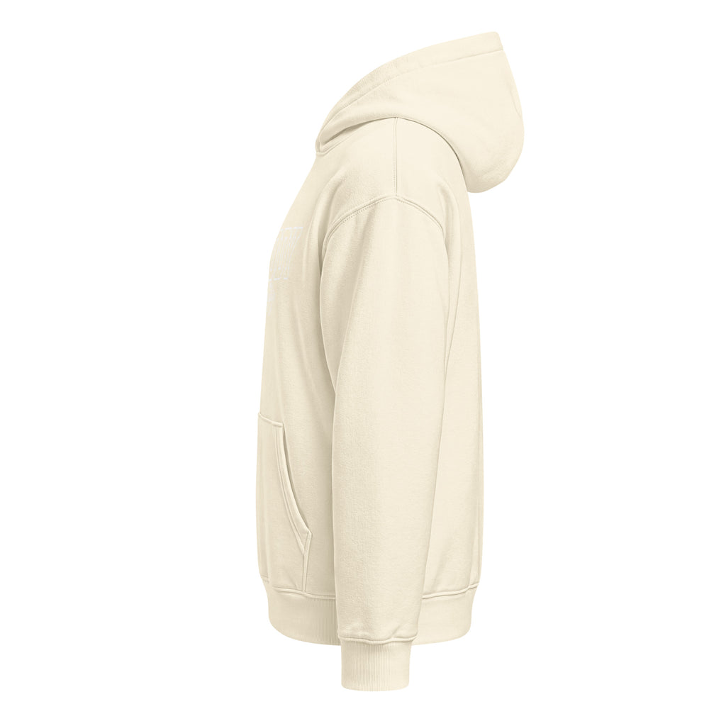 Varsity Woody Hoodie, cream, left side view
