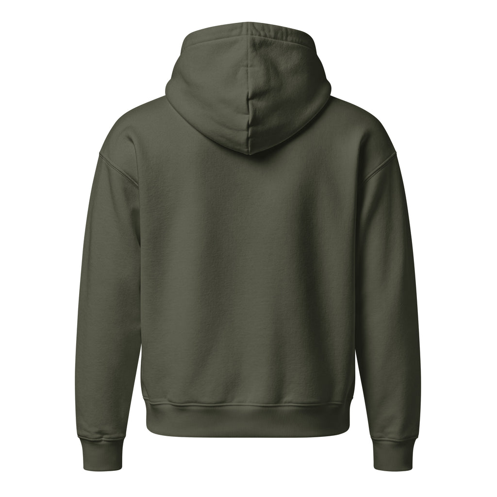 Varsity Woody Hoodie, khaki green, back view