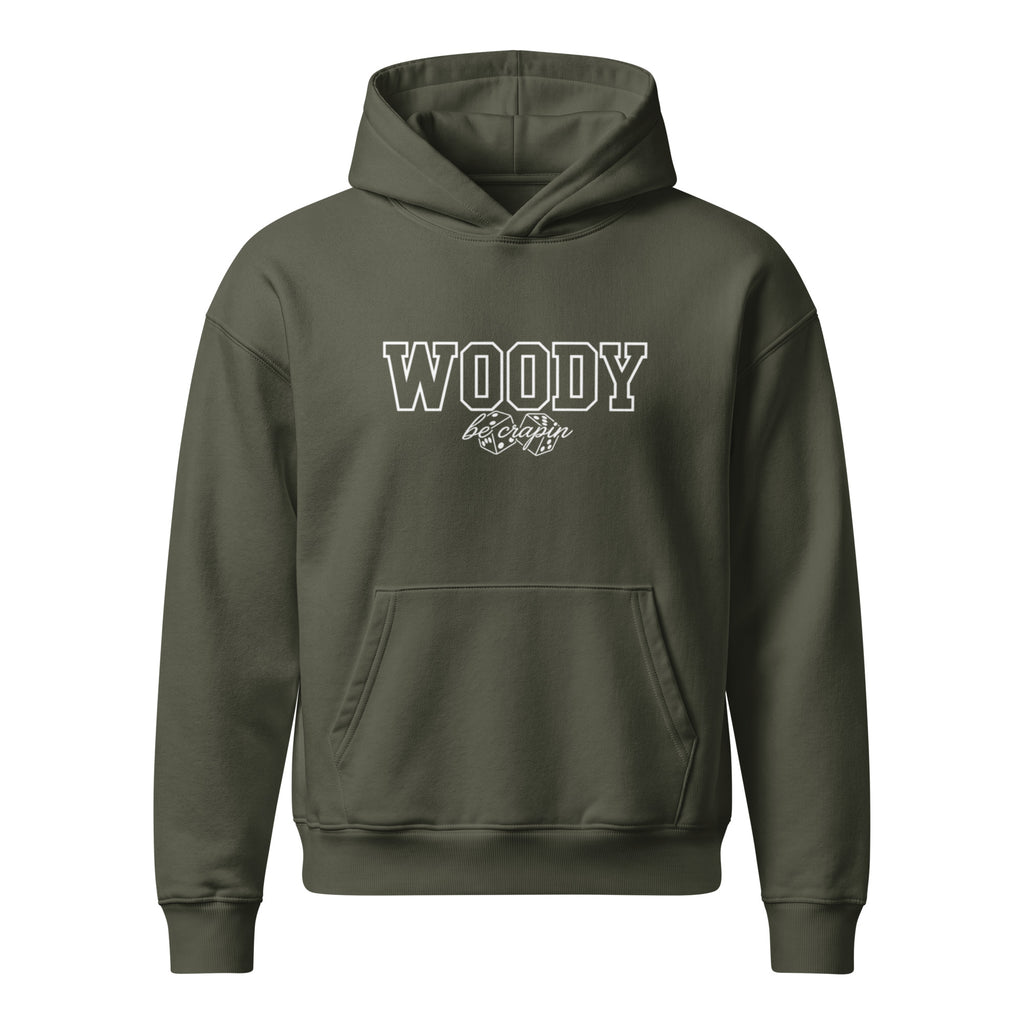 Varsity Woody Hoodie, khaki green, front view