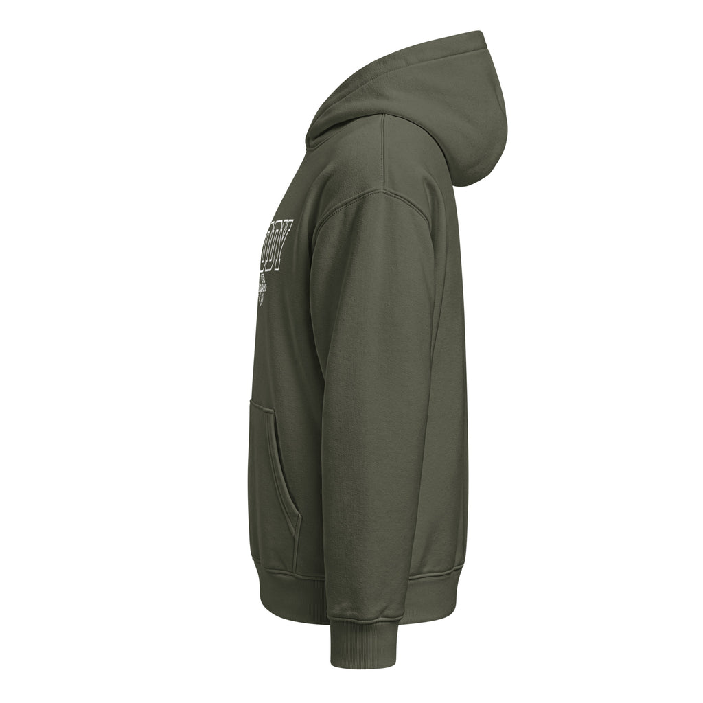 Varsity Woody Hoodie, khaki green, left side view