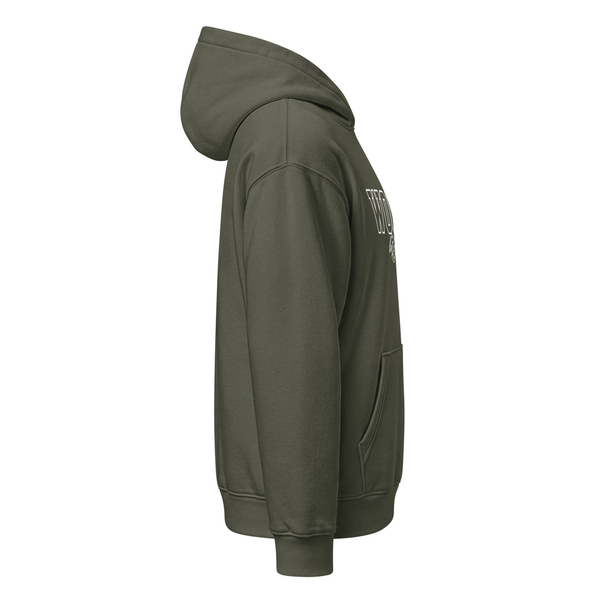 Varsity Woody Hoodie, khaki green, right side view